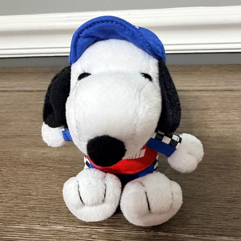 Peanuts Snoopy Racing Plush  Stuffed Animal NASCAR Race Suit Blue Hat